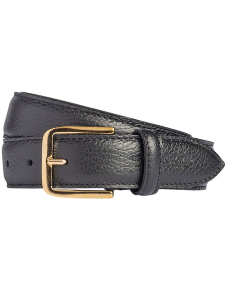 RB4023A | Cintura Donna Made in Italy in Vera Pelle grana Dollaro. Fibbia in finitura Oro Lucido. Colore Nero. Dimensioni: cm 115 x 3,0 x 0,5 (giro vita cm 100)-0
