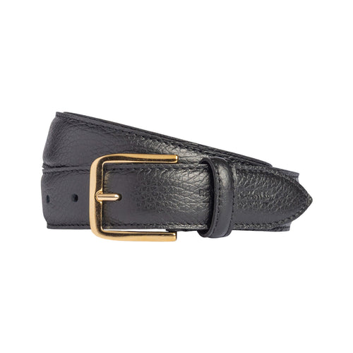 Load image into Gallery viewer, RB4023A | Cintura Donna Made in Italy in Vera Pelle grana Dollaro. Fibbia in finitura Oro Lucido. Colore Nero. Dimensioni: cm 115 x 3,0 x 0,5 (giro vita cm 100)-0

