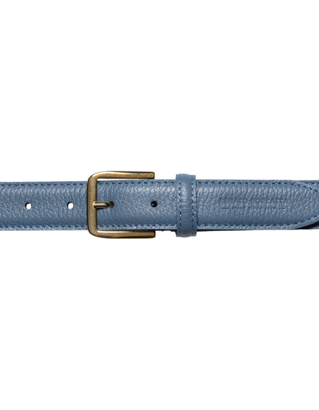 RB4023P | Cintura Donna Made in Italy in Vera Pelle grana Dollaro. Fibbia in finitura Oro Lucido. Colore Avio. Dimensioni: cm 115 x 3,0 x 0,5 (giro vita cm 100)-1
