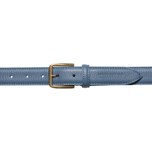 Load image into Gallery viewer, RB4023P | Cintura Donna Made in Italy in Vera Pelle grana Dollaro. Fibbia in finitura Oro Lucido. Colore Avio. Dimensioni: cm 115 x 3,0 x 0,5 (giro vita cm 100)-1
