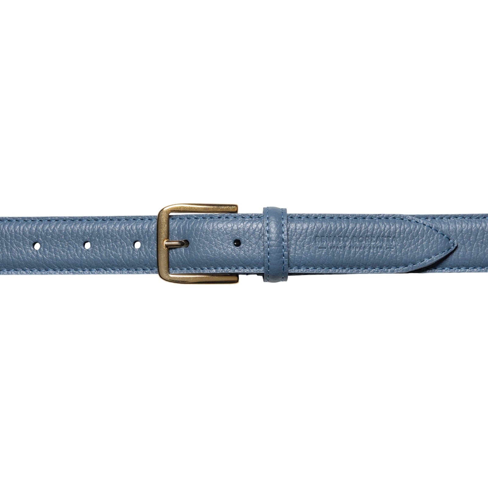 RB4023P | Cintura Donna Made in Italy in Vera Pelle grana Dollaro. Fibbia in finitura Oro Lucido. Colore Avio. Dimensioni: cm 115 x 3,0 x 0,5 (giro vita cm 100)-1