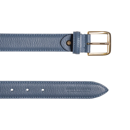 Load image into Gallery viewer, RB4023P | Cintura Donna Made in Italy in Vera Pelle grana Dollaro. Fibbia in finitura Oro Lucido. Colore Avio. Dimensioni: cm 115 x 3,0 x 0,5 (giro vita cm 100)-2
