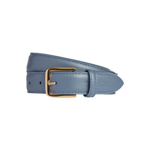 Load image into Gallery viewer, RB4023P | Cintura Donna Made in Italy in Vera Pelle grana Dollaro. Fibbia in finitura Oro Lucido. Colore Avio. Dimensioni: cm 115 x 3,0 x 0,5 (giro vita cm 100)-0
