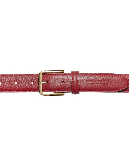 RB4023Q | Cintura Donna Made in Italy in Vera Pelle grana Dollaro. Fibbia in finitura Oro Lucido. Colore Rubino. Dimensioni: cm 115 x 3,0 x 0,5 (giro vita cm 100)-1