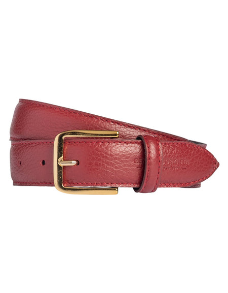 RB4023Q | Cintura Donna Made in Italy in Vera Pelle grana Dollaro. Fibbia in finitura Oro Lucido. Colore Rubino. Dimensioni: cm 115 x 3,0 x 0,5 (giro vita cm 100)-0