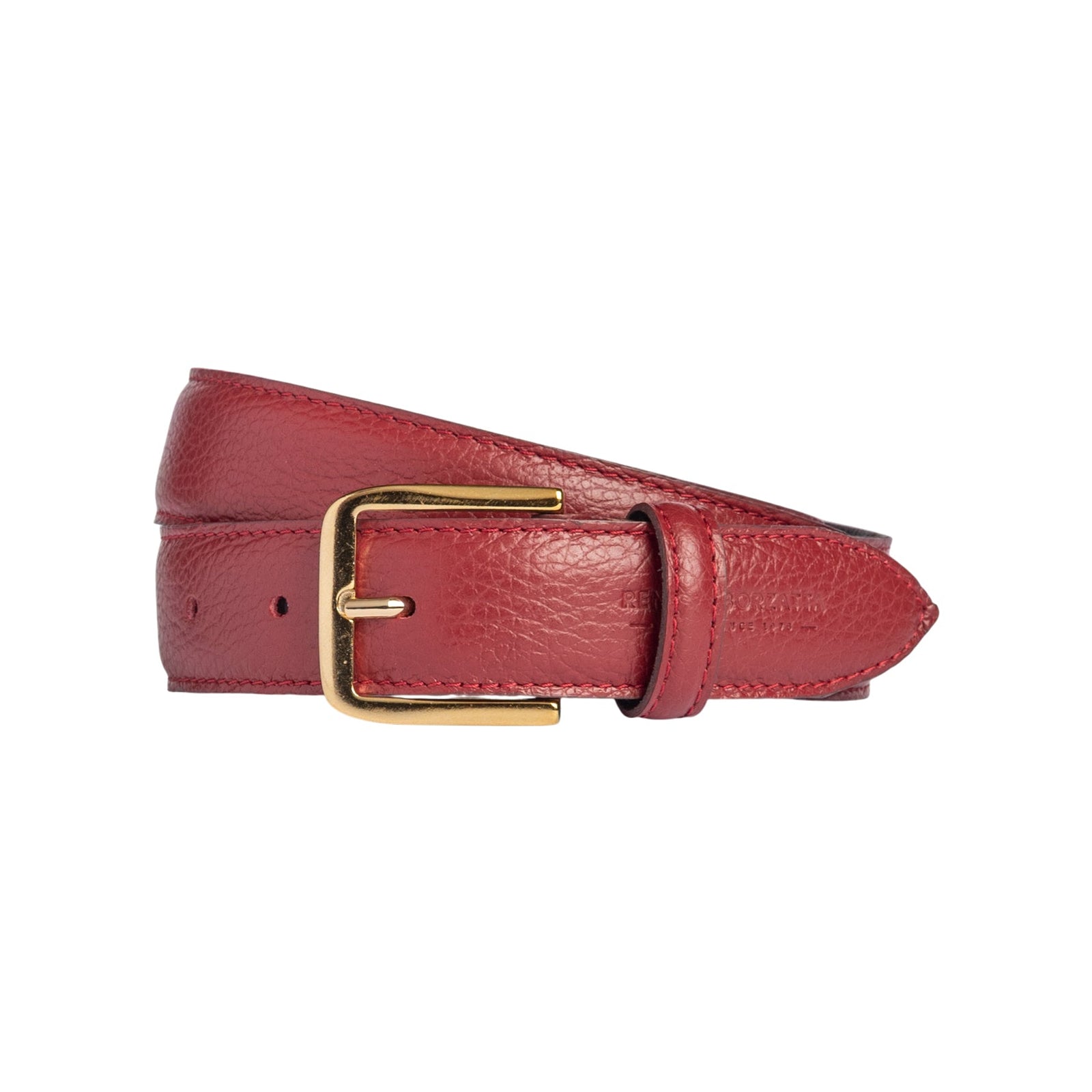 RB4023Q | Cintura Donna Made in Italy in Vera Pelle grana Dollaro. Fibbia in finitura Oro Lucido. Colore Rubino. Dimensioni: cm 115 x 3,0 x 0,5 (giro vita cm 100)-0