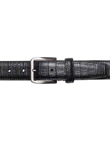 RB4024A | Cintura Uomo Made in Italy in Vera Pelle Pieno Fiore stampata Cocco. Fibbia in finitura Canna di Fucile Satinato. Colore Nero. Dimensioni: cm 125 x 3,5 x 0,5 (giro vita cm 110)-1