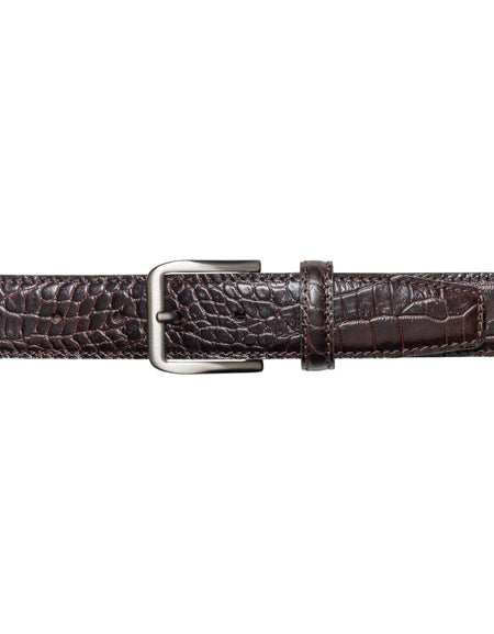 RB4024B | Cintura Uomo Made in Italy in Vera Pelle Pieno Fiore stampata Cocco. Fibbia in finitura Canna di Fucile Satinato. Colore Testa Moro. Dimensioni: cm 125 x 3,5 x 0,5 (giro vita cm 110)-1