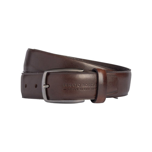 Load image into Gallery viewer, RB4025B | Cintura Uomo Made in Italy in Vero Cuoio Conciato al Vegetale. Fibbia in finitura Canna di Fucile Satinato. Colore Testa Moro. Dimensioni: cm 125 x 3,5 x 0,5 (giro vita cm 110)-0
