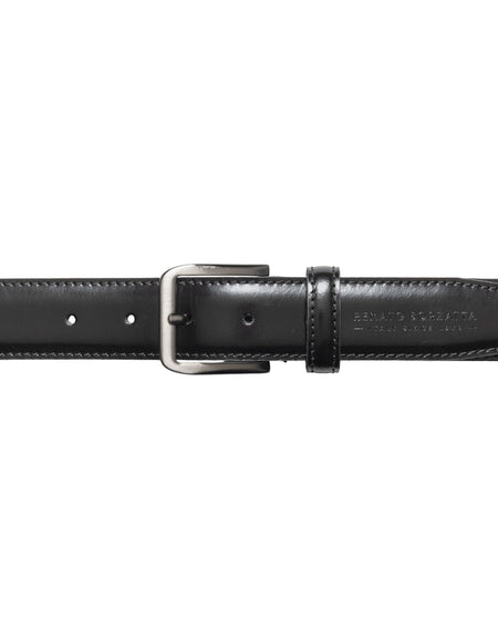 RB4026A | Cintura Uomo Made in Italy in Vera Pelle Spazzolata. Fibbia in finitura Canna di Fucile Satinato. Colore Nero. Dimensioni: cm 125 x 3,5 x 0,5 (giro vita cm 110)-1