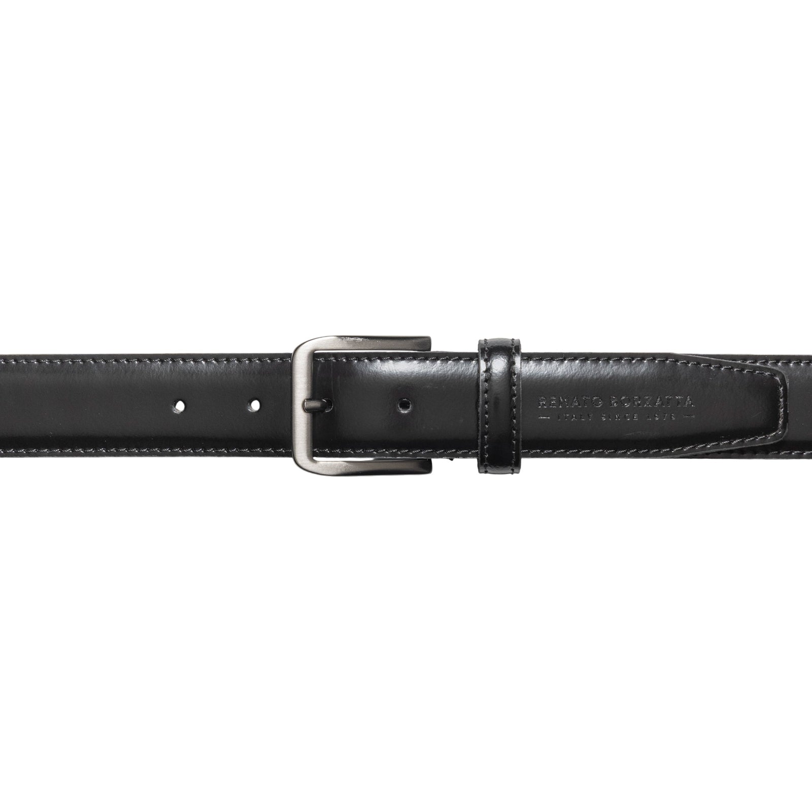 RB4026A | Cintura Uomo Made in Italy in Vera Pelle Spazzolata. Fibbia in finitura Canna di Fucile Satinato. Colore Nero. Dimensioni: cm 125 x 3,5 x 0,5 (giro vita cm 110)-1