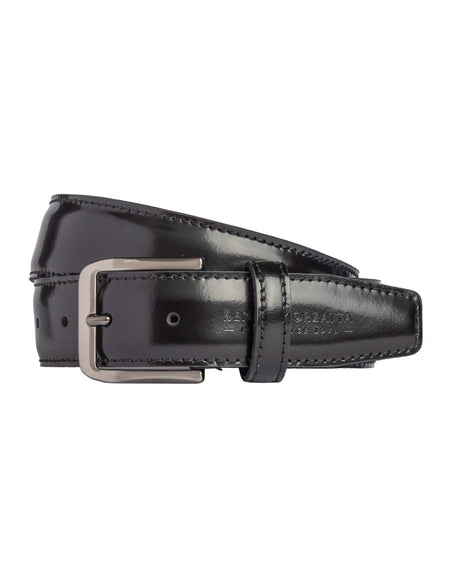 RB4026A | Cintura Uomo Made in Italy in Vera Pelle Spazzolata. Fibbia in finitura Canna di Fucile Satinato. Colore Nero. Dimensioni: cm 125 x 3,5 x 0,5 (giro vita cm 110)-0