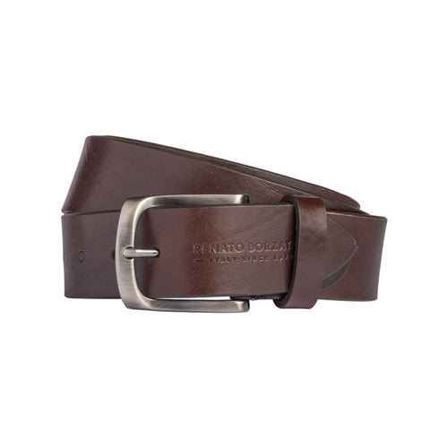 Load image into Gallery viewer, RB4027B | Cintura Uomo Made in Italy in Vero Cuoio Conciato al Vegetale. Fibbia in finitura Canna di Fucile Satinato. Colore Testa Moro. Dimensioni: cm 125 x 4,0 x 0,5 (giro vita cm 110)-0
