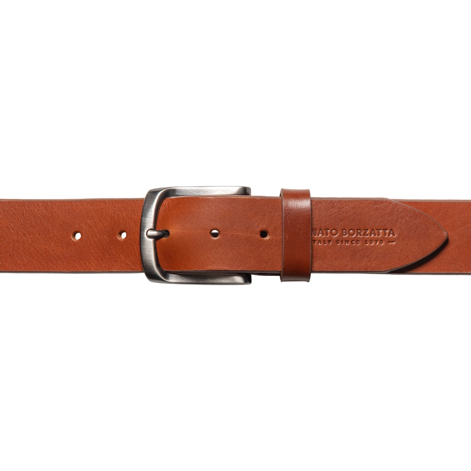 RB4027S | Cintura Uomo Made in Italy in Vero Cuoio Conciato al Vegetale. Fibbia in finitura Canna di Fucile Satinato. Colore Cognac. Dimensioni: cm 125 x 4,0 x 0,5 (giro vita cm 110)-1