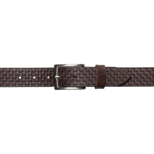 Load image into Gallery viewer, RB4028B | Cintura Uomo con Stampa Allover Made in Italy in Vero Cuoio Conciato al Vegetale. Fibbia in finitura Argento Satinato. Colore Testa Moro. Dimensioni: cm 125 x 3,5 x 0,5 (giro vita cm 110)-1
