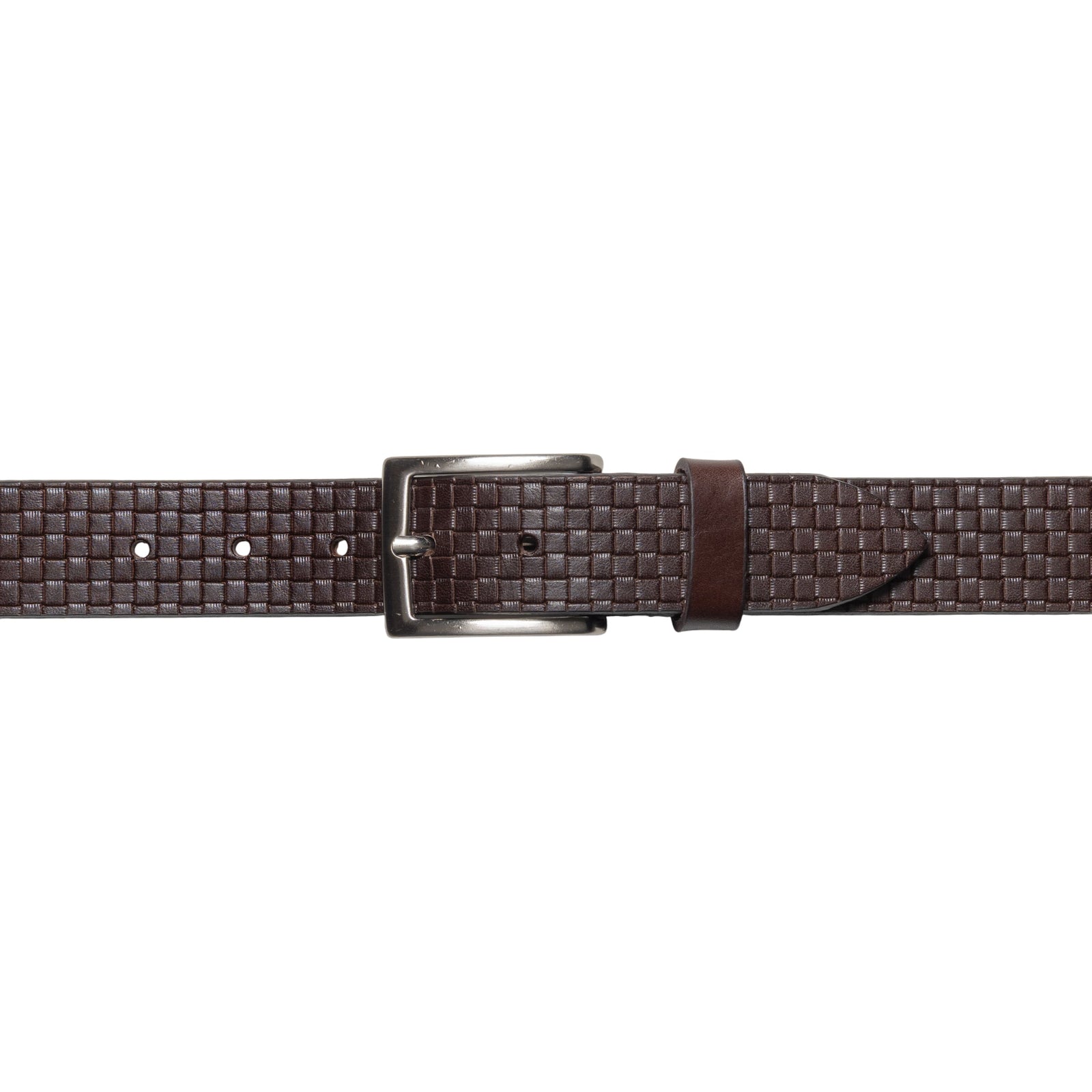 RB4028B | Cintura Uomo con Stampa Allover Made in Italy in Vero Cuoio Conciato al Vegetale. Fibbia in finitura Argento Satinato. Colore Testa Moro. Dimensioni: cm 125 x 3,5 x 0,5 (giro vita cm 110)-1