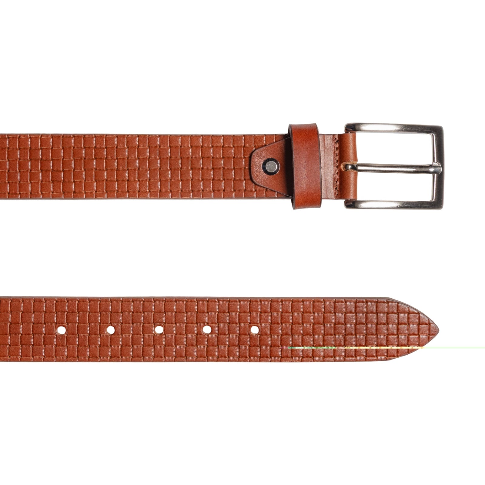 RB4028S | Cintura Uomo con Stampa Allover Made in Italy in Vero Cuoio Conciato al Vegetale. Fibbia in finitura Argento Satinato. Colore Cognac. Dimensioni: cm 125 x 3,5 x 0,5 (giro vita cm 110)-2