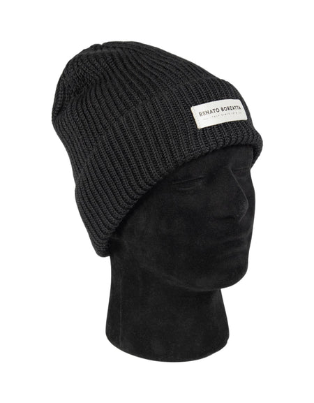 RB5003A  | Berretto in Maglia CERVINO Misto Lana Made in Italy. Colore Nero - Taglia Unica-1