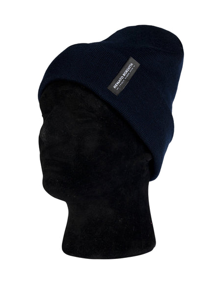 RB5005CX | Berretto Unisex in Maglia Rasata Tubolare CIMONE Misto Lana Made in Italy. Colore Blu Notte. Taglia Unica-1