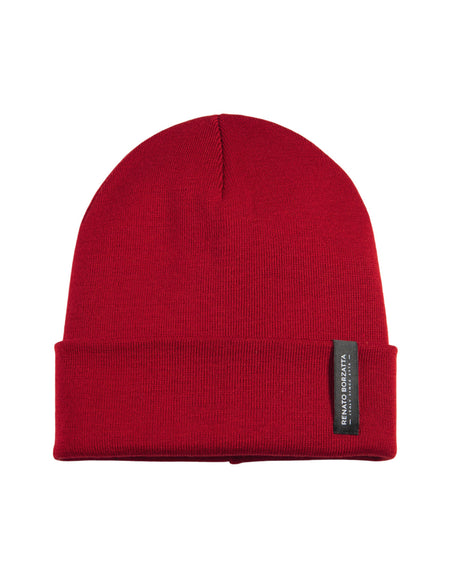 RB5005EB | Berretto Unisex in Maglia Rasata Tubolare CIMONE Misto Lana Made in Italy. Colore Rosso Fuoco. Taglia Unica-0