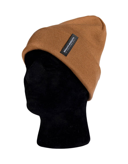 RB5005S | Berretto Unisex in Maglia Rasata Tubolare CIMONE Misto Lana Made in Italy. Colore Cognac. Taglia Unica-1