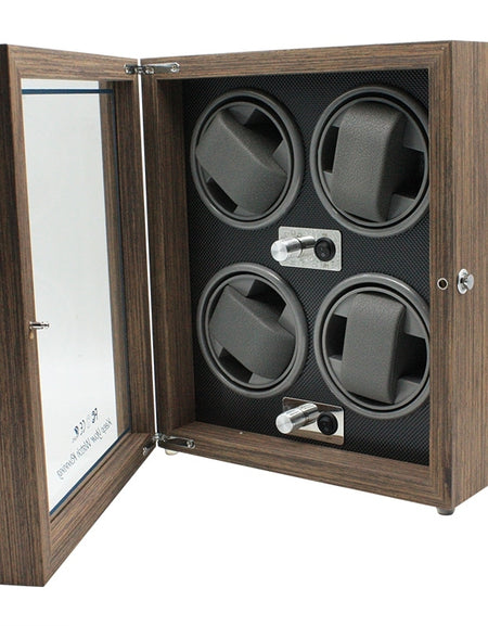 Watch Winder for 4 Watches – LED Light (switchable) / Carica Orologio 4 orologi – Luce LED (disattivabile)-0