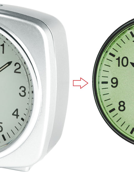 ELITE Sveglia silent con luce e snooze. quadrante fosforescente - ARGENTO - Silent alarm clock with light and snooze. phosphorescent dial - SILVER-0