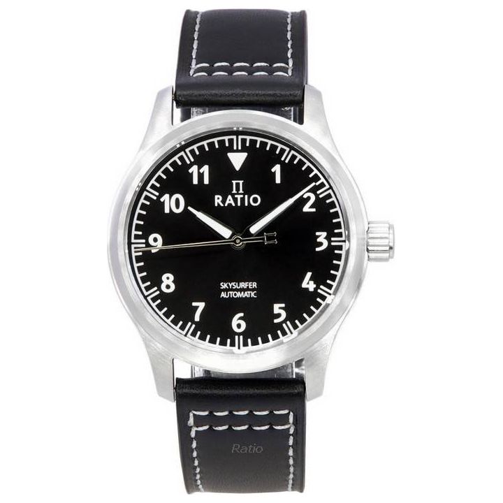 Ratio Skysurfer Pilot Black Sunray Dial Leather Automatic RTS305 200M Men's Watch