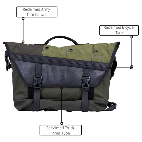 Load image into Gallery viewer, Bradley Upcycled Water Resistant Bike Messenger Bag

