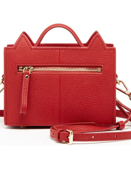 SUSU Leather Cat Bag Red Crossbody