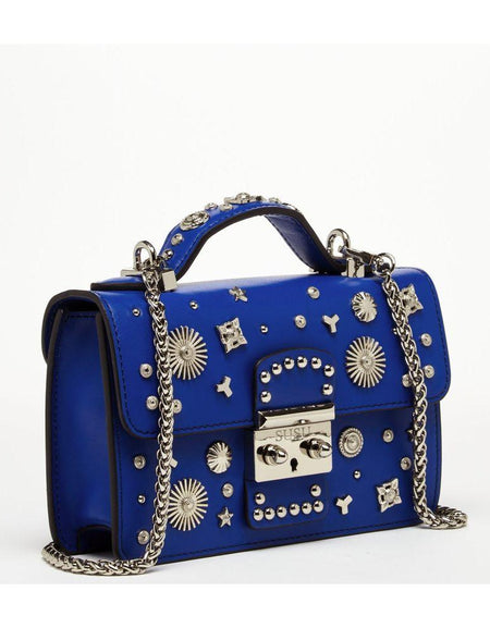 SUSU The Hollywood Studded Leather Crossbody Bag Cobalt Blue