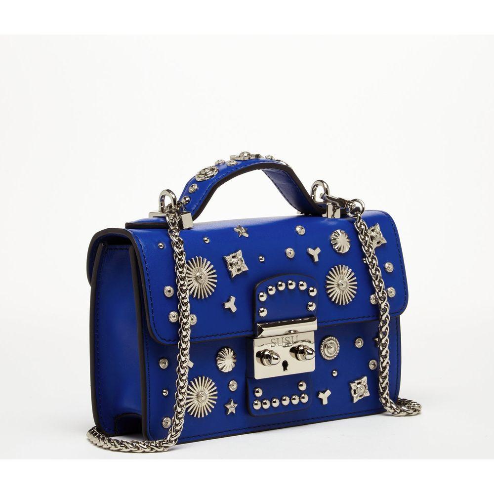 SUSU The Hollywood Studded Leather Crossbody Bag Cobalt Blue