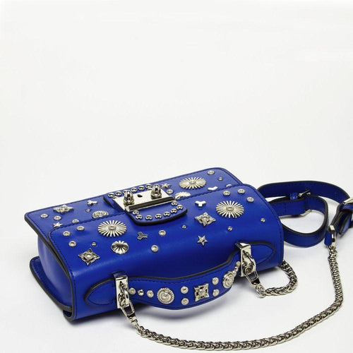 Load image into Gallery viewer, SUSU The Hollywood Studded Leather Crossbody Bag Cobalt Blue
