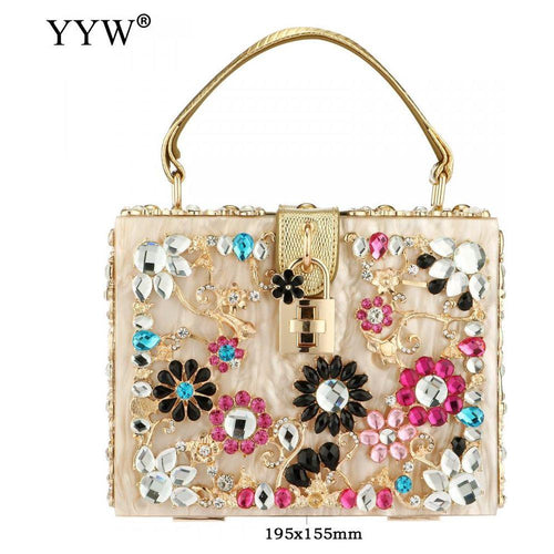 Load image into Gallery viewer, Acrylic Handbags Women 2022 Fashion Flower Shoulder Bags Evening Party
