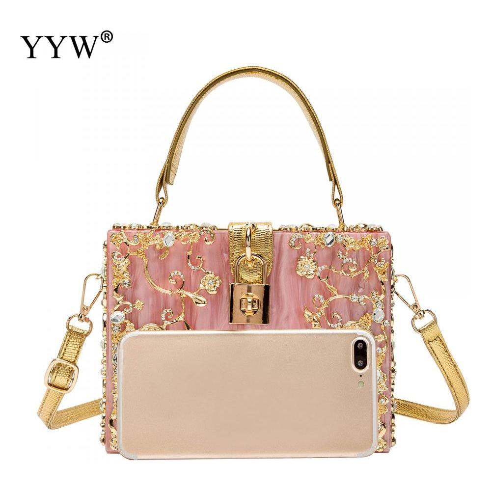 Acrylic Handbags Women 2022 Fashion Flower Shoulder Bags Evening Party