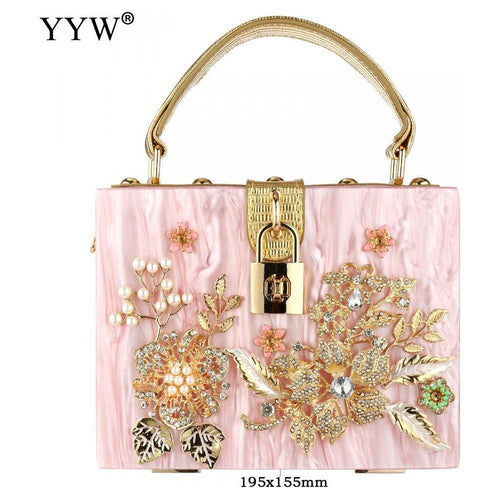 Load image into Gallery viewer, Acrylic Handbags Women 2022 Fashion Flower Shoulder Bags Evening Party
