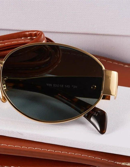 Gold Metal Frame Oval  Small  Sunglasses