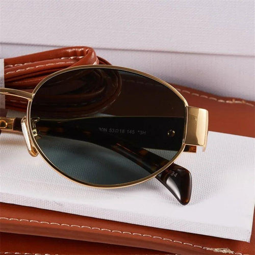 Load image into Gallery viewer, Gold Metal Frame Oval  Small  Sunglasses
