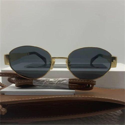 Load image into Gallery viewer, Gold Metal Frame Oval  Small  Sunglasses
