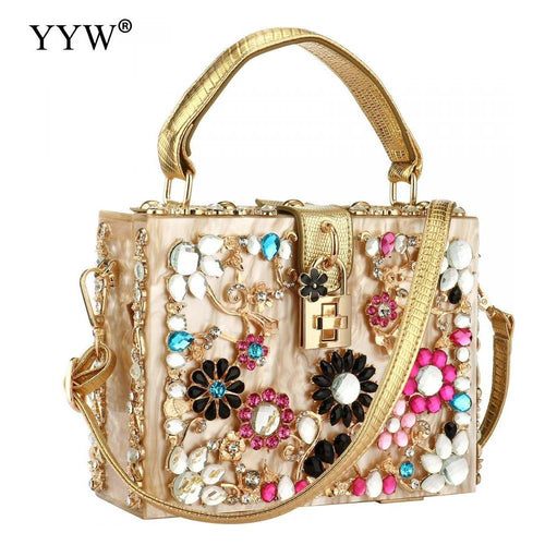 Load image into Gallery viewer, Acrylic Handbags Women 2022 Fashion Flower Shoulder Bags Evening Party
