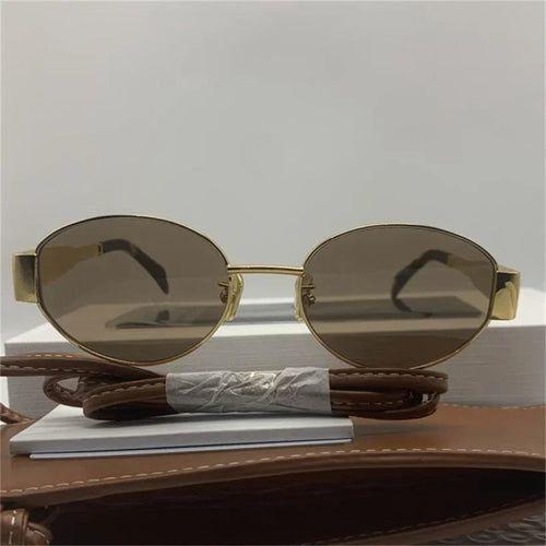 Load image into Gallery viewer, Gold Metal Frame Oval  Small  Sunglasses
