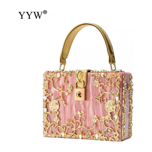 Load image into Gallery viewer, Acrylic Handbags Women 2022 Fashion Flower Shoulder Bags Evening Party
