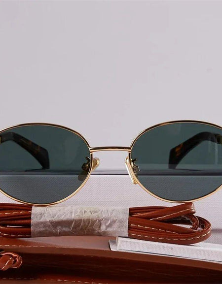 Gold Metal Frame Oval  Small  Sunglasses