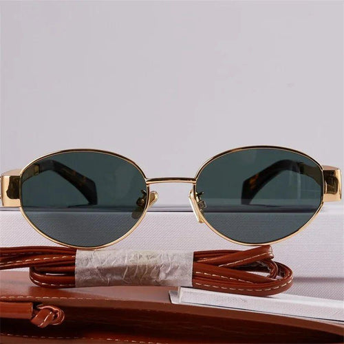 Load image into Gallery viewer, Gold Metal Frame Oval  Small  Sunglasses
