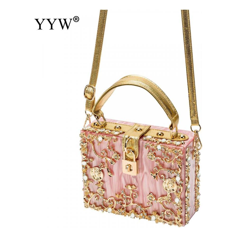 Acrylic Handbags Women 2022 Fashion Flower Shoulder Bags Evening Party