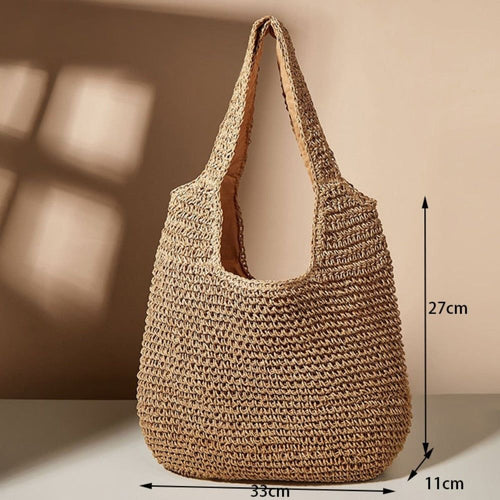 Load image into Gallery viewer, Summer Shoulder Straw Tote
