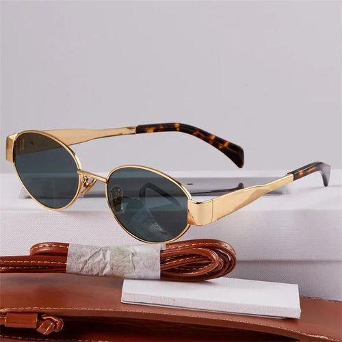 Load image into Gallery viewer, Gold Metal Frame Oval  Small  Sunglasses
