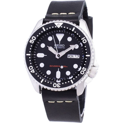 Load image into Gallery viewer, Seiko Automatic SKX007K1-var-LS14 Diver&#39;s 200M Black Leather Strap Men&#39;s Watch
