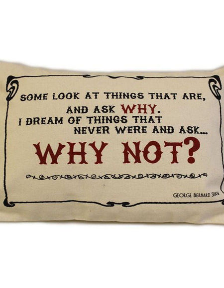 CUSCINI LETTERARI - Copricuscino in Juta lavata / Cotton pillow case  WHY NOT - Size 38x25cm-0