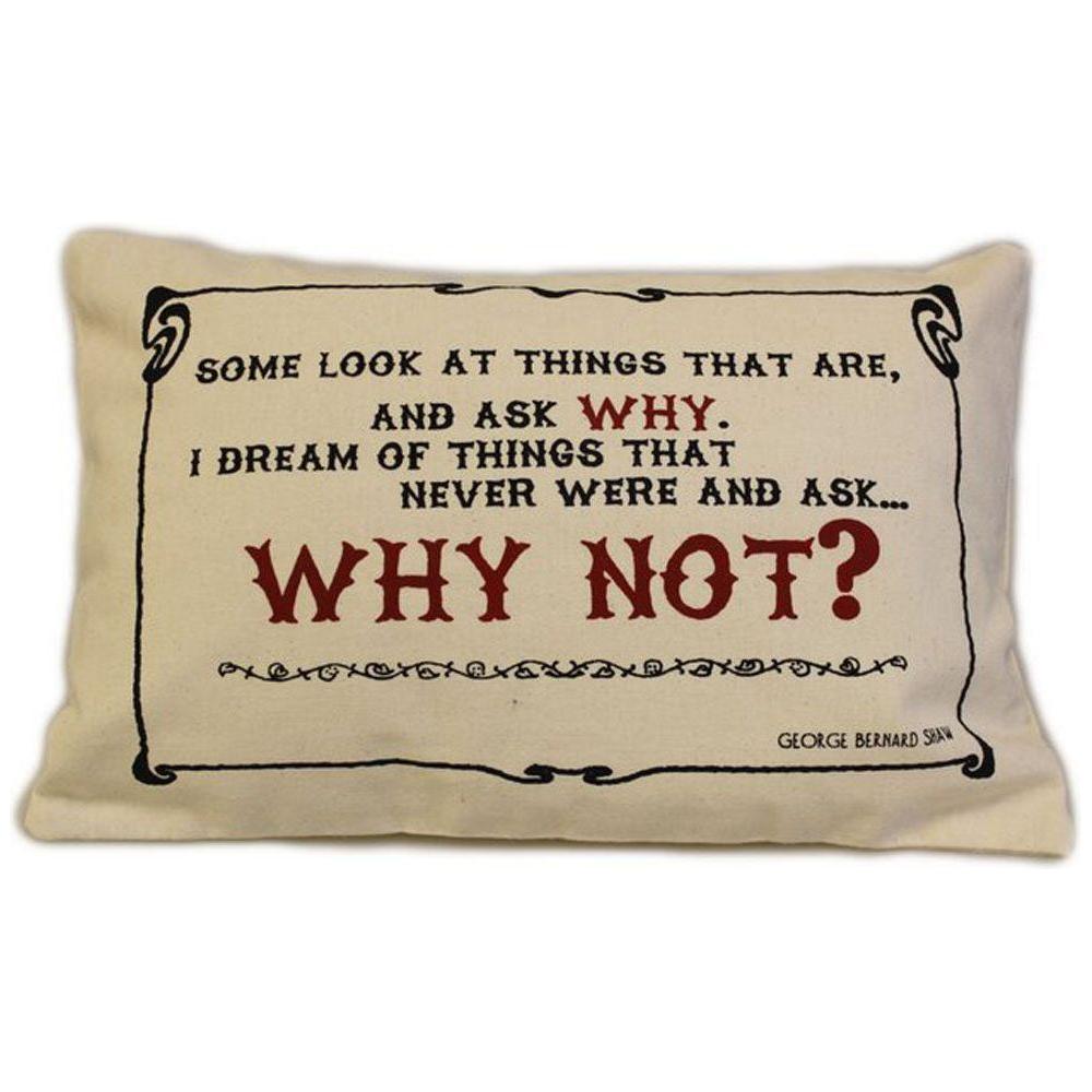 CUSCINI LETTERARI - Copricuscino in Juta lavata / Cotton pillow case  WHY NOT - Size 38x25cm-0